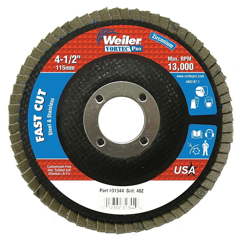 Weiler Vortec Pro 4.5" Abrasive Flap Disc (804-31344) image 1