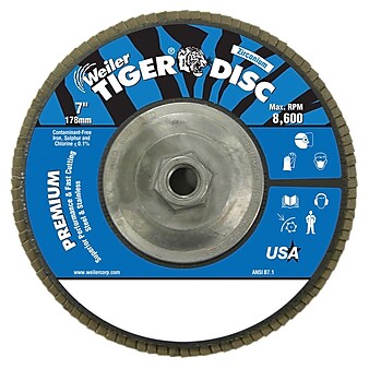 WEILER 7" Tiger Disc Abrasive Flap Disc, 80 Grit