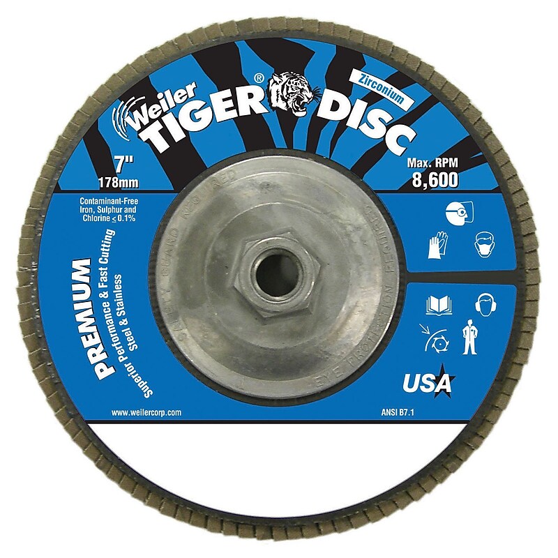 WEILER 7" Tiger Disc Abrasive Flap Disc, 80 Grit image 1