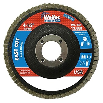 WEILER Vortec Pro Abrasive Flap Discs 36 - 4.5"