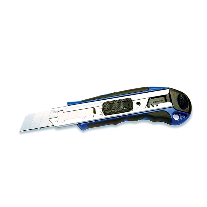 Cosco Plastic/Rubber Heavy Duty 8-Point Retractable Snap-Off Utility Knife, Blue, 4/Pack (091514PK4) image 1