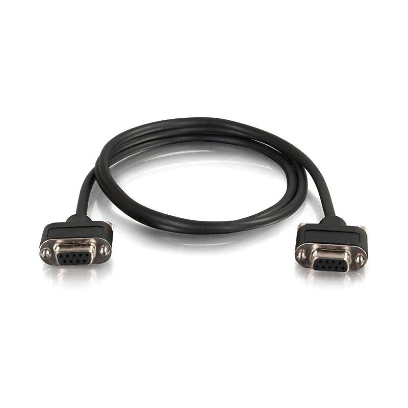 C2G® 25' RS232 to DB9 Low-Profile Null Modem Cable, Black image 1