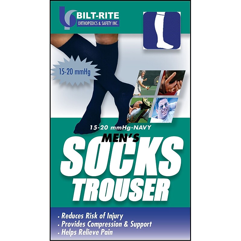 Bilt-Rite Mutual, Men's Trouser Socks, 15 - 20 mmHg Navy, 2 pack (10-71000-SM-2) image 1