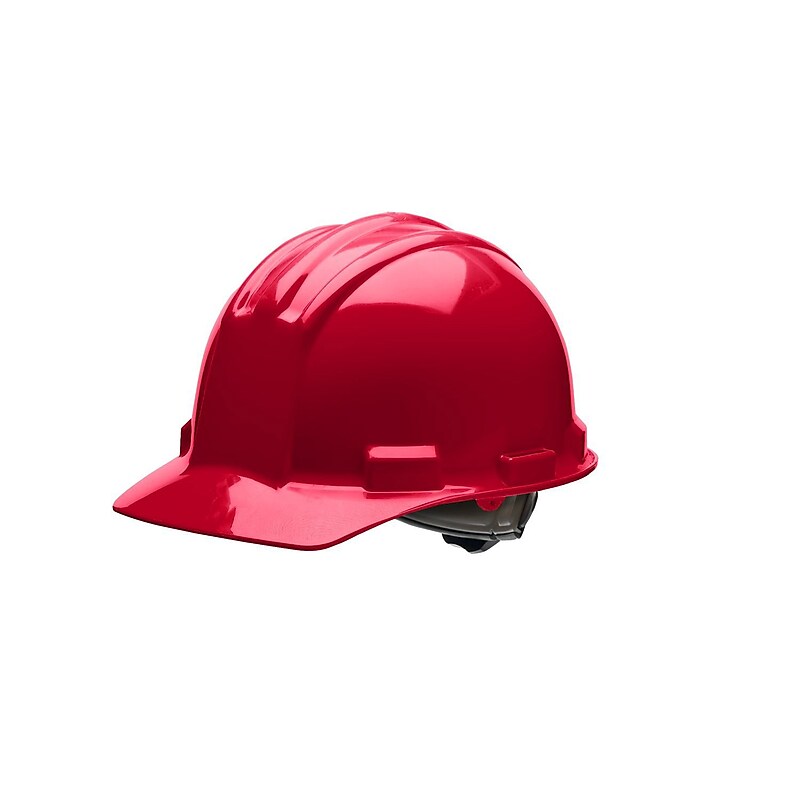 Bullard Polyethylene 4-Point Ratchet Suspension Short Brim Hard Hat, Red (51RDR) image 1