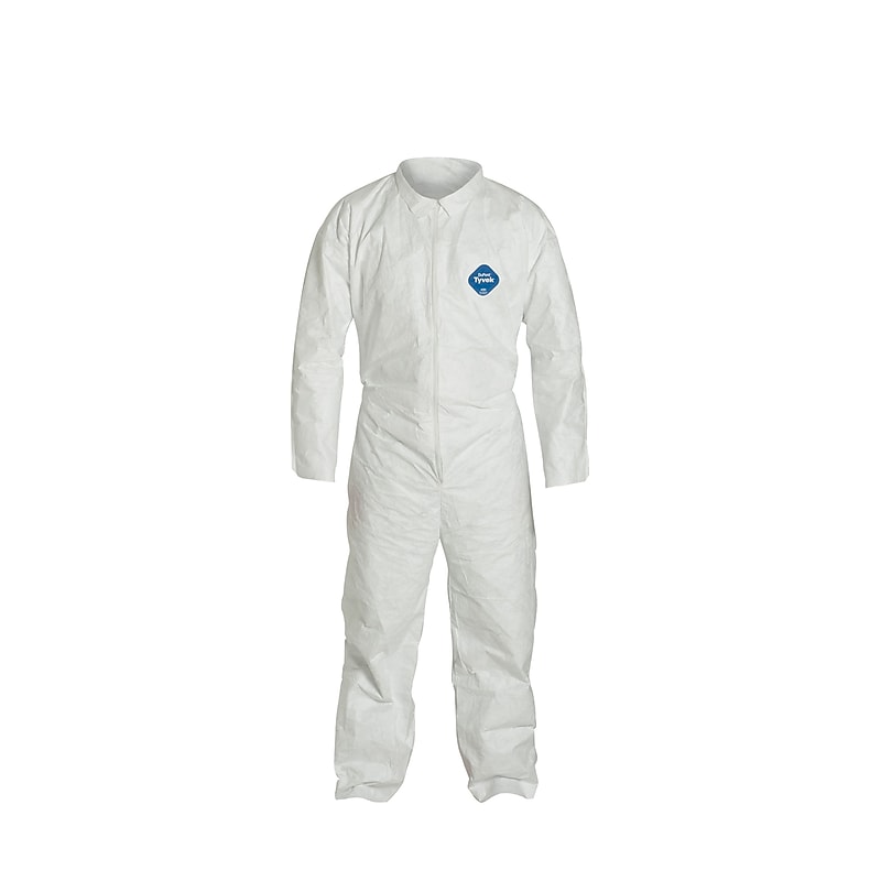 DuPont® Tyvek® Coverall, 3XL Size, Front Zipper, White, Serged Seams, 25/Count (TY12OSWH3X25) image 1