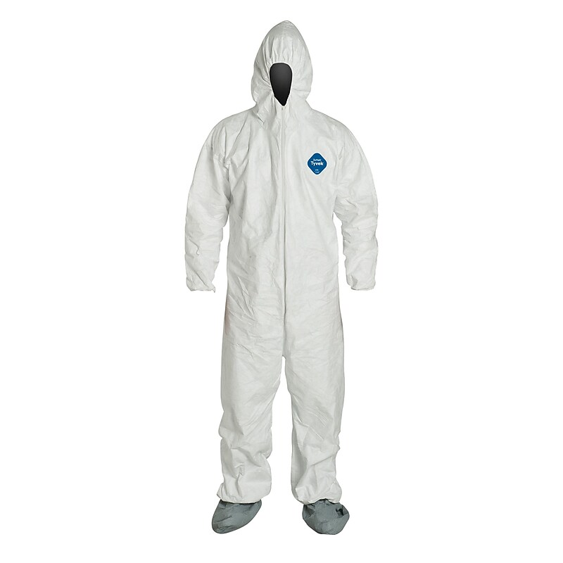 DuPont® Tyvek® Coveralls, L Size, Front Zipper, White, Elastic Wrist & Ankles, 25/Carton (TY122SWHLG25) image 1