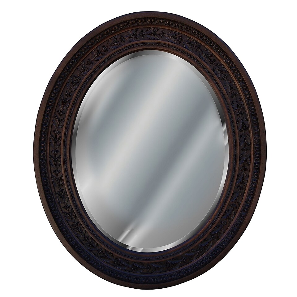 Hickory Manor House Antique Leaf Oval Mirror; Walnut