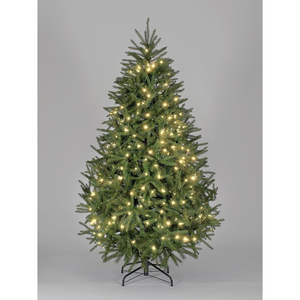 Hometime Snowtime 6.6 Green Pre Lit Carolina Pine Artificial Christmas Tree w/350 Warm White LEDs