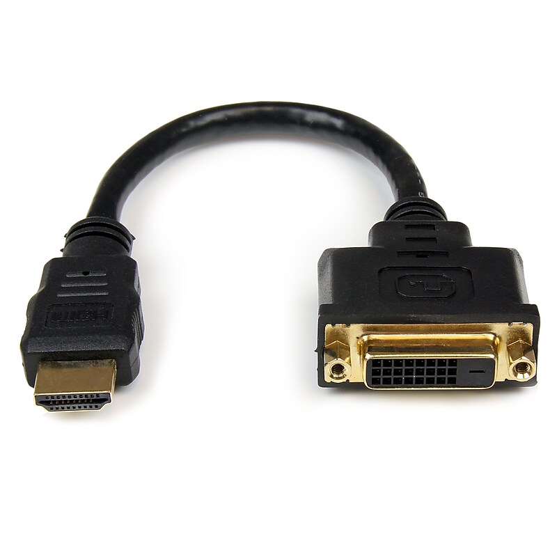 StarTech 8" Male HDMI To Female DVI-D Video Cable Adapter, Black, Each image 1