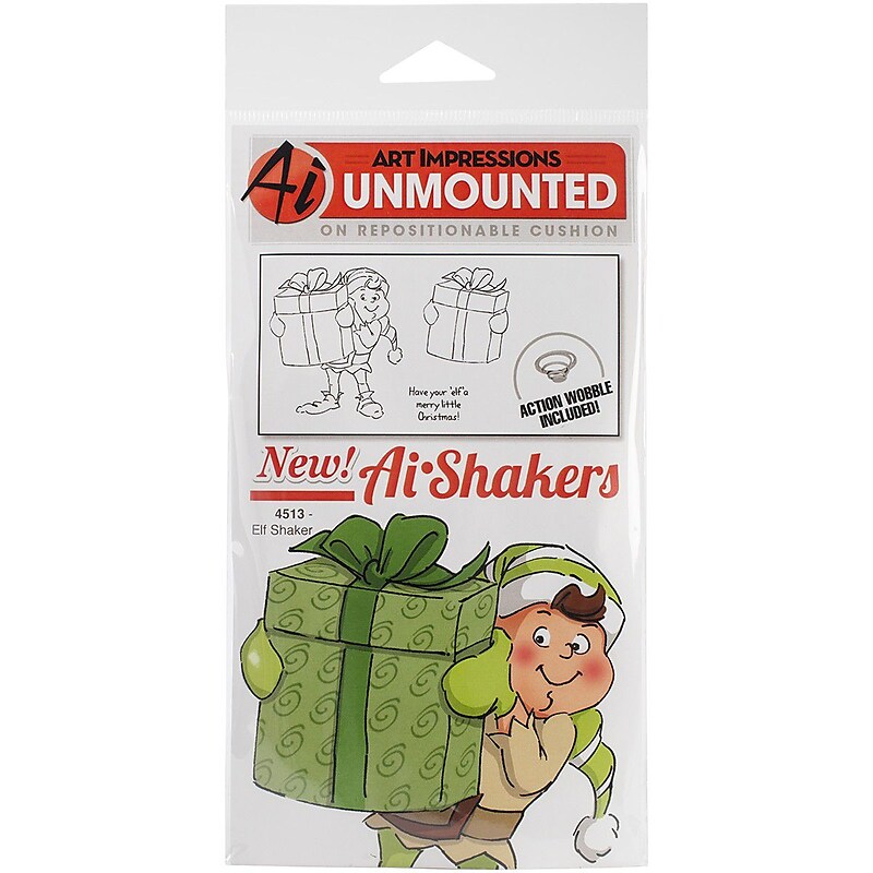 Art Impressions Shakers Card Cling Rubber Stamp, Elf image 1