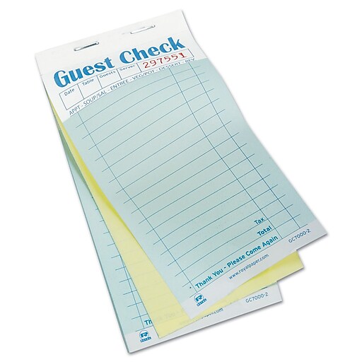 Shop Staples for Guest Check Book, Carbonless Duplicate, 3 2/5 X 6 7/10