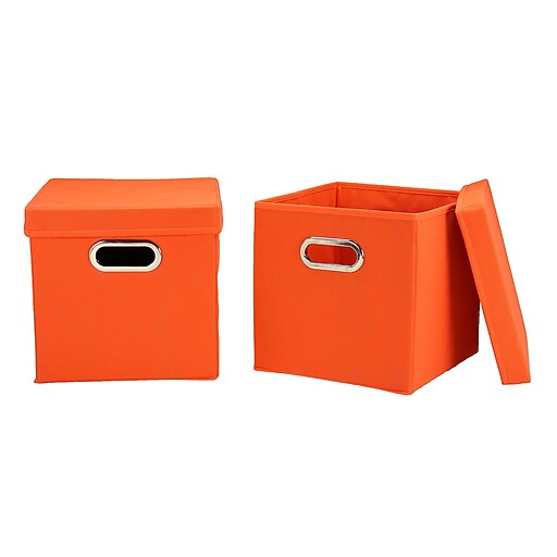 Household Essentials Storage Cubes with Lids, Orange (321) Staples