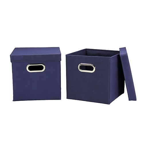 Household Essentials Storage Cubes with Lids, Navy (331) Staples