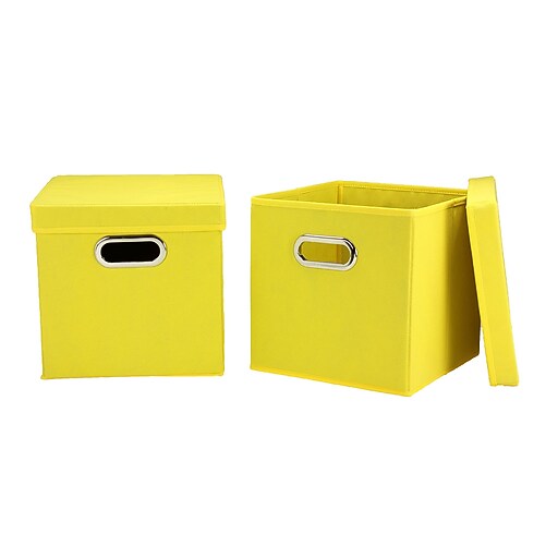 Shop Staples for Household Essentials Storage Cubes with Lids, Yellow