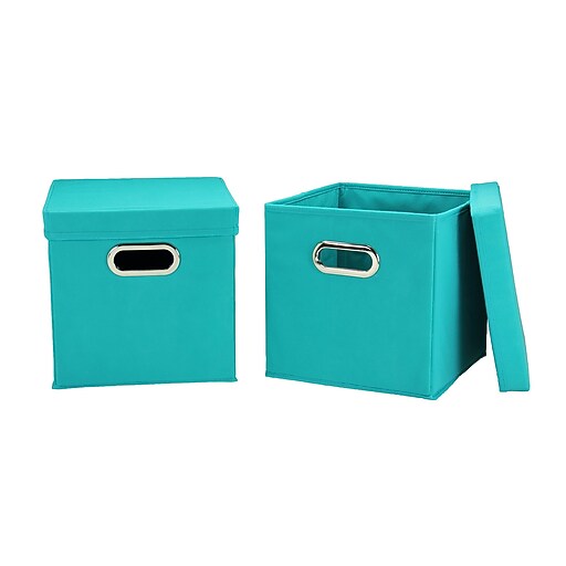 Household Essentials Storage Cubes with Lids, Aqua (361) Staples