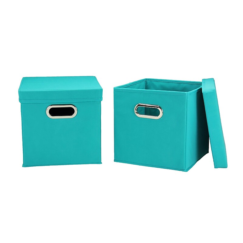 Household Essentials Storage Cubes with Lids, Aqua (36-1) image 1