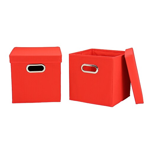Household Essentials Storage Cubes with Lids, Red at Staples