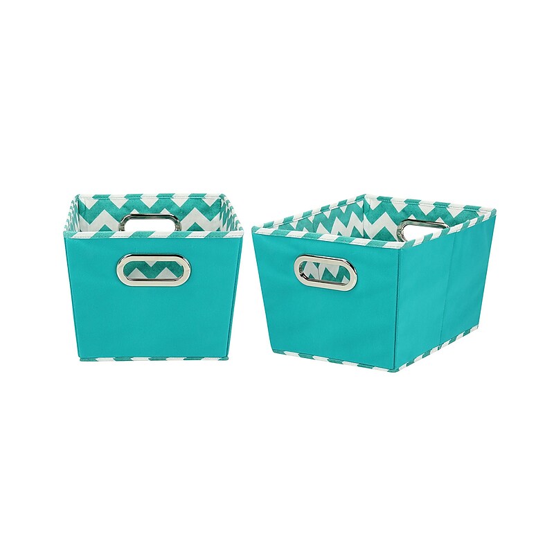 Household Essentials Decorative Storage Bins, Aqua Chevron (70-1) image 1