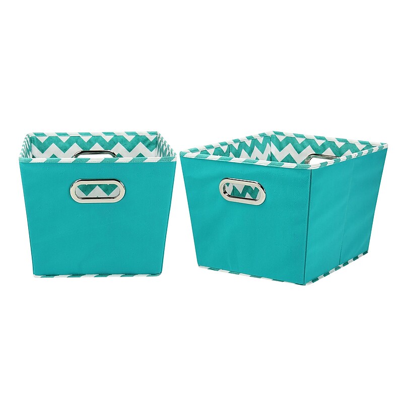 Household Essentials Medium Decorative Storage Bins, Aqua & Chevron (90-1) image 1
