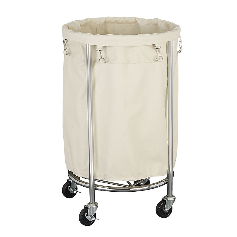 Household Essentials Commercial Rolling Hamper, Chrome (6021-1) image 1