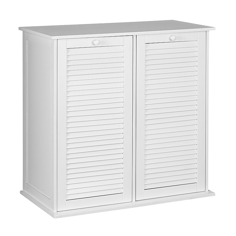 Household Essentials Tilt-Out Laundry Sorter Cabinet with Shutter Front, White (18411-1) image 1