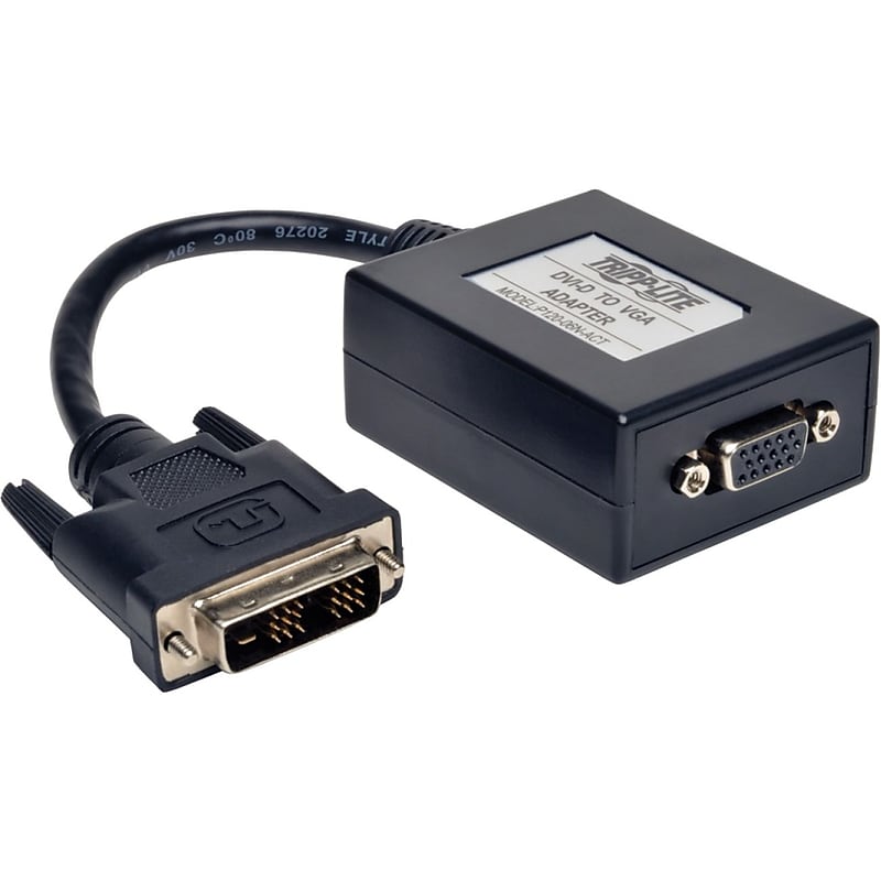 Tripp Lite 6" 1920 x 1200 M/F DVI-D To VGA Active Adapter Converter Cable, Black (P120-06N-ACT) image 1