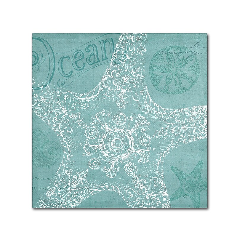 Trademark Fine Art WAP0097-C1414GG "Aqua Treasure I" by Daphne Brissonnet 14" x 14" Frameless Art image 1