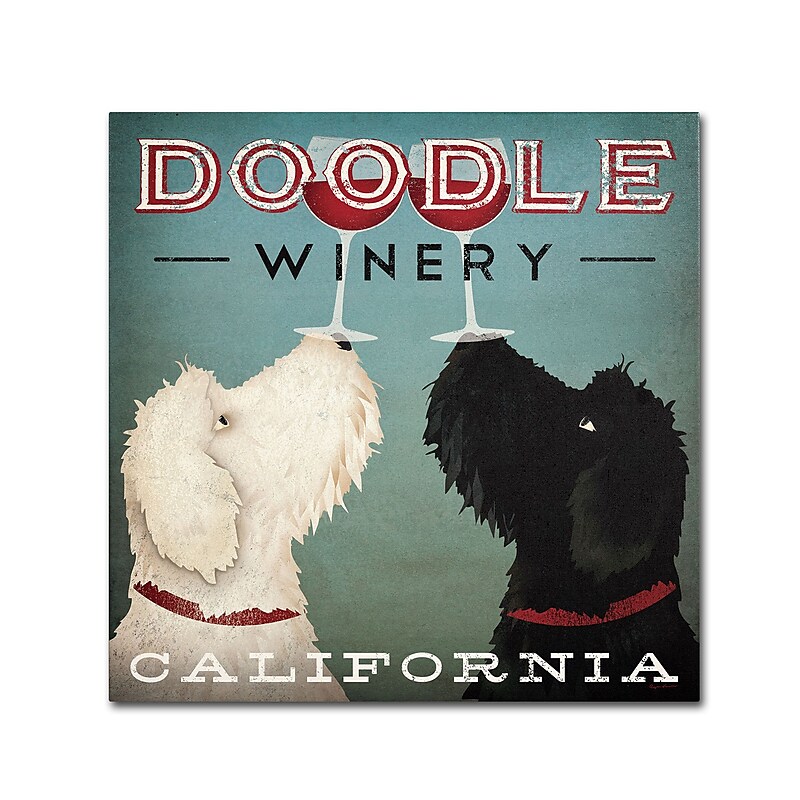 Trademark Fine Art WAP0124-C1414GG "Doodle Wine" by Ryan Fowler 14" x 14" Frameless Art image 1