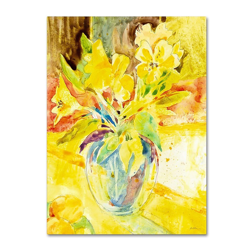 Trademark Fine Art SG5699-C1419GG "Vase with Yellow Flowers" by Sheila Golden 19" x 14" FRMLS Art image 1