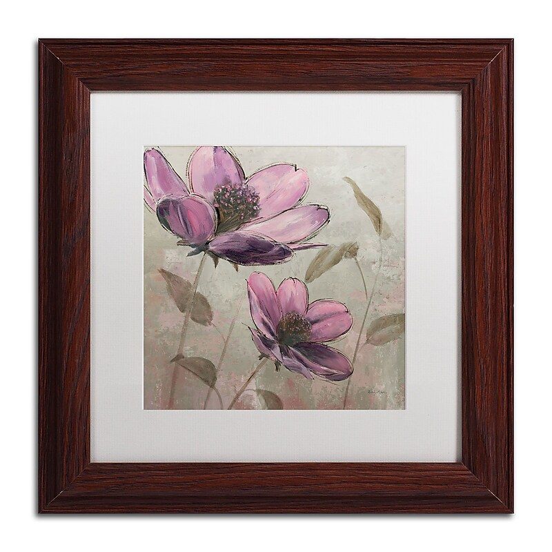 Trademark Fine Art WAP0106-W1111MF "Plum Floral II" by Emily Adams 11" x 11" Framed Art, WHT MTD image 1