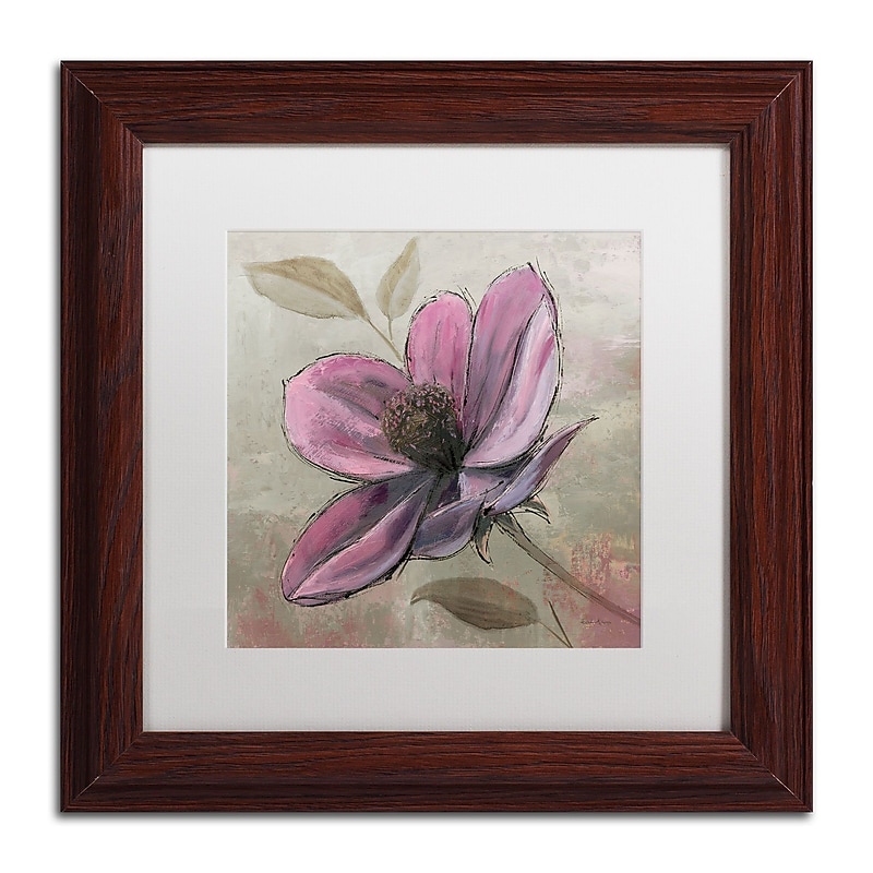Trademark Fine Art WAP0107-W1111MF "Plum Floral III" by Emily Adams 11" x 11" Framed Art, WHT MTD image 1