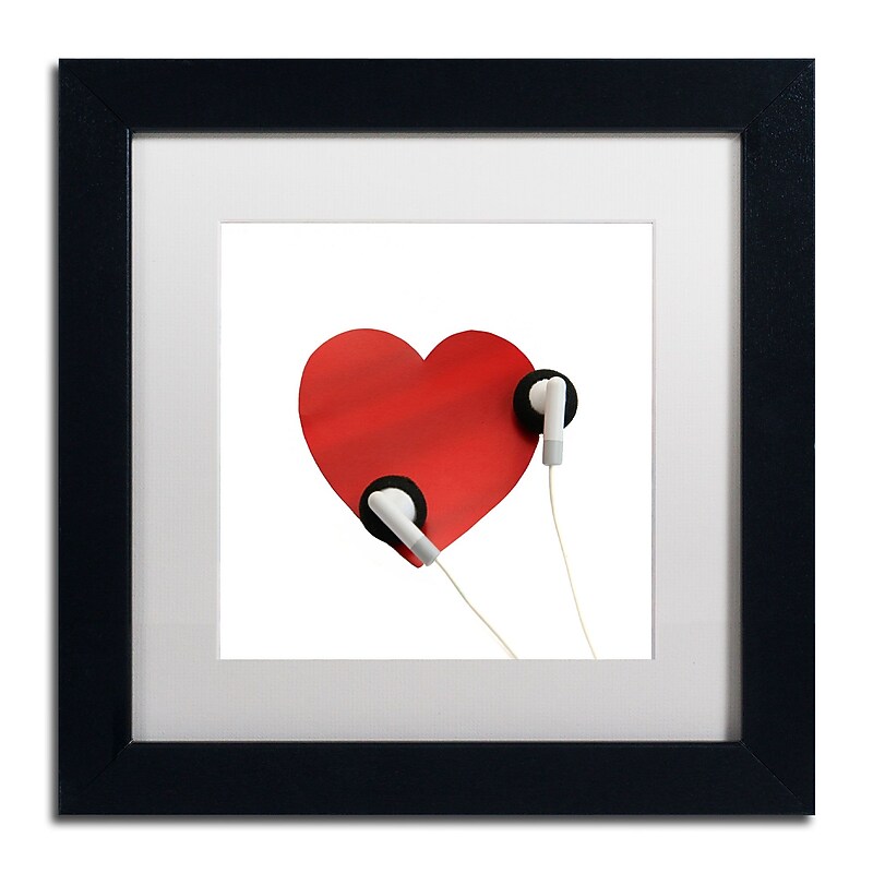 Trademark Fine Art Listen to Your Heart by Beata Czyzowska Young 11x11 FRM Art, WHT MTD image 1