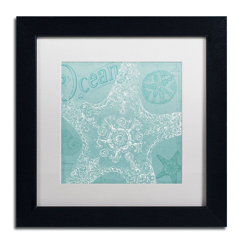 Trademark Fine Art WAP0097-B1111MF "Aqua Treasure I" by Daphne Brissonnet 11" x 11" FRM Art, WHT MTD image 1