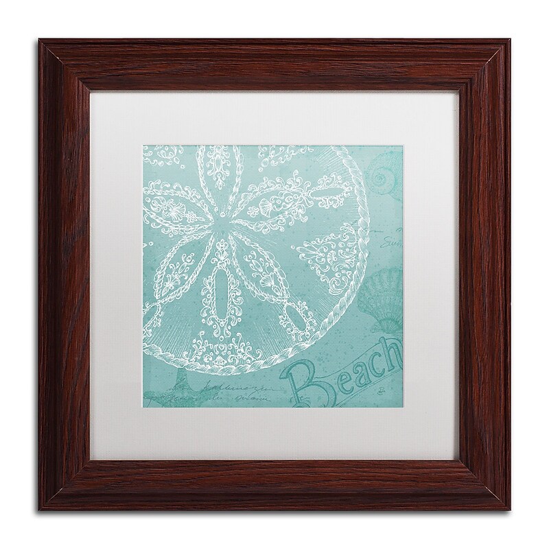 Trademark Fine Art WAP0098-W1111MF Aqua Treasure II by Daphne Brissonnet 11x11 FRM Art, WHT MTD image 1