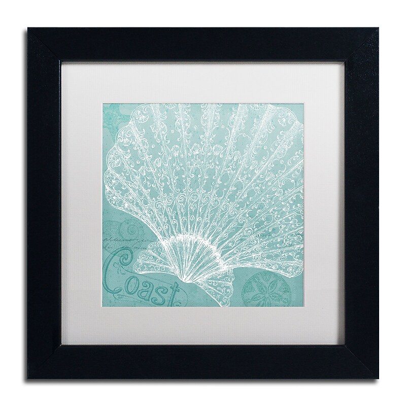 Trademark Fine Art WAP0099-B1111MF Aqua Treasure III by Daphne Brissonnet 11x11 FRM Art, WHT MTD image 1