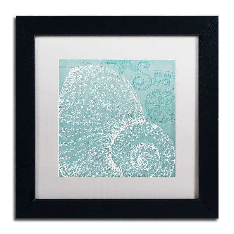 Trademark Fine Art WAP0100-B1111MF Aqua Treasure IV by Daphne Brissonnet 11x11 FRM Art, WHT MTD image 1