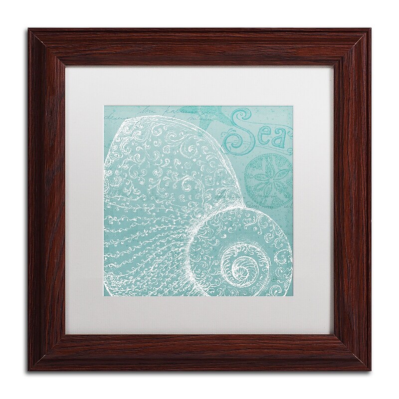 Trademark Fine Art WAP0100-W1111MF Aqua Treasure IV by Daphne Brissonnet 11x11 FRM Art, WHT MTD image 1