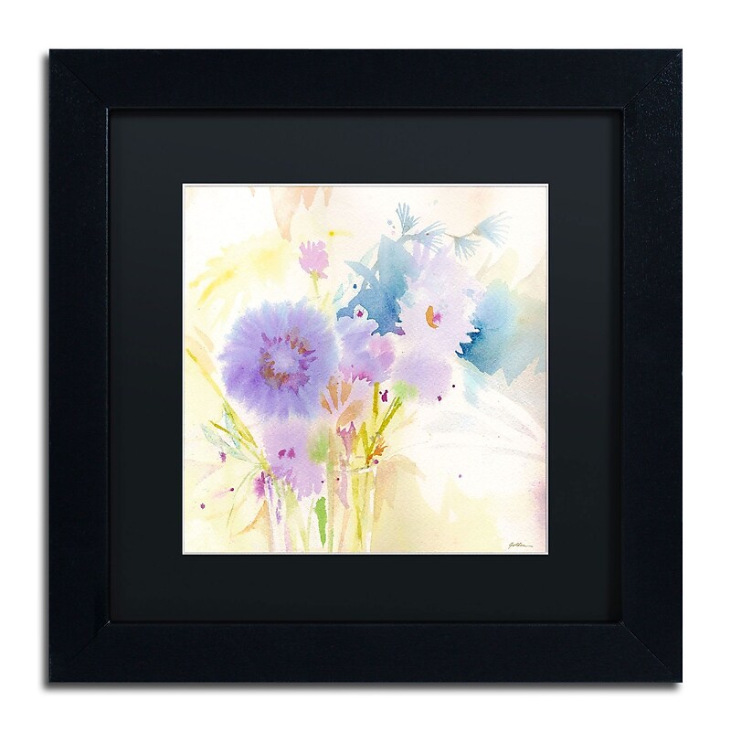 Trademark Fine Art SG5708-B1111BMF "Mixed Blue Bouquet" by Sheila Golden 11" x 11" FRM Art, BLK MTD image 1