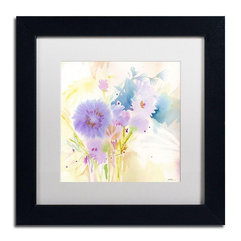 Trademark Fine Art SG5708-B1111MF "Mixed Blue Bouquet" by Sheila Golden 11" x 11" FRM Art, WHT MTD image 1
