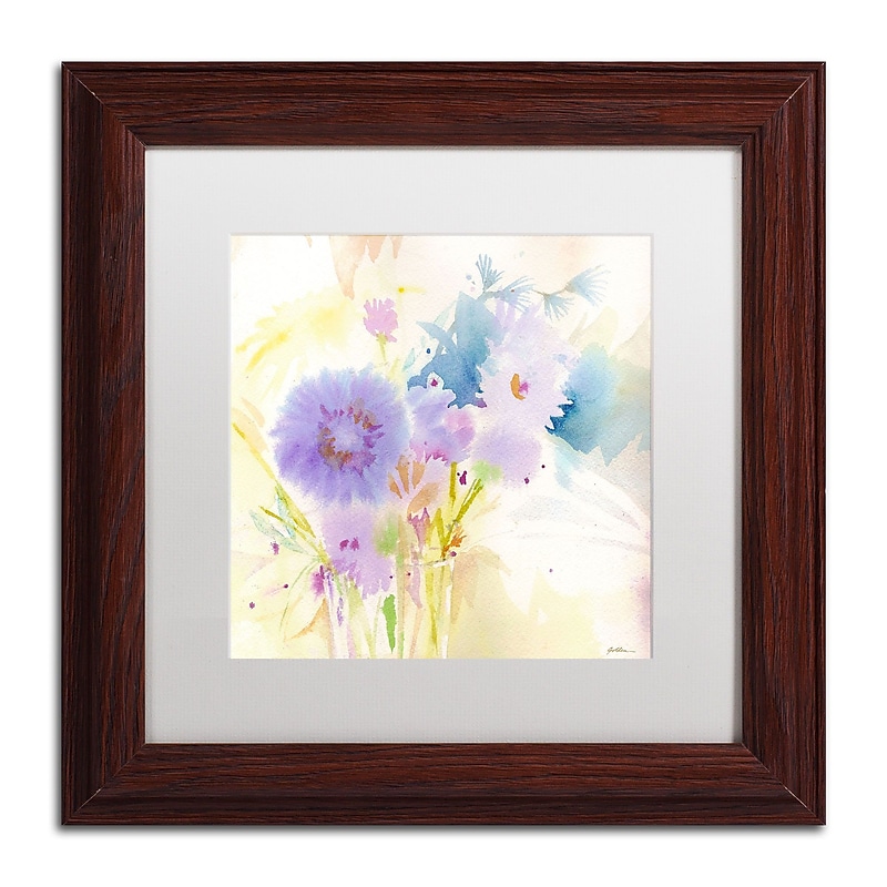 Trademark Fine Art SG5708-W1111MF "Mixed Blue Bouquet" by Sheila Golden 11" x 11" FRM Art, WHT MTD image 1
