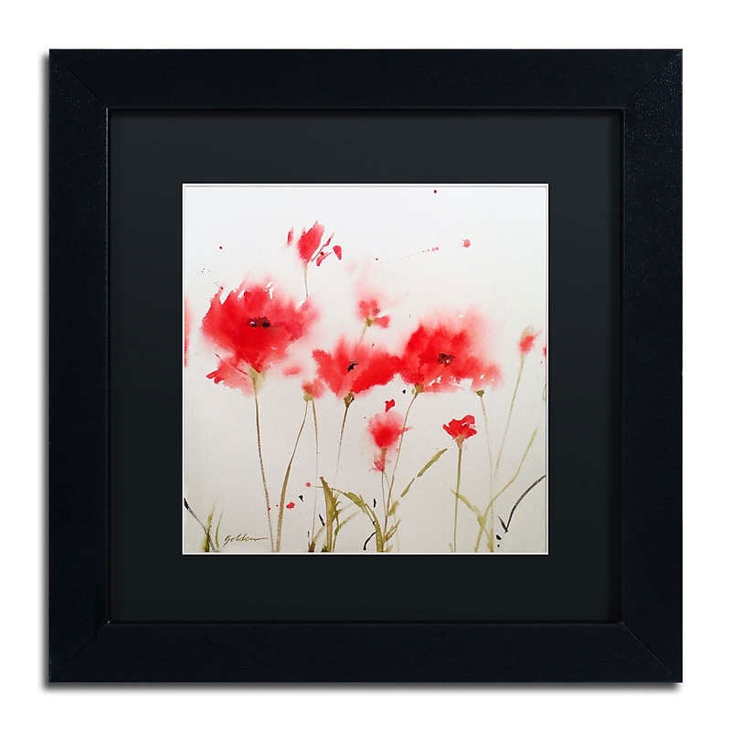 Trademark Fine Art SG5707-B1111BMF "A Poppy Moment" by Sheila Golden 11" x 11" Framed Art, BLK MTD image 1