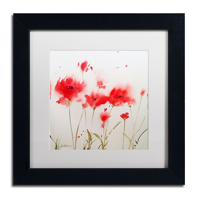 Trademark Fine Art SG5707-B1111MF "A Poppy Moment" by Sheila Golden 11" x 11" Framed Art, WHT MTD image 1