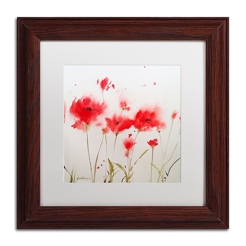 Trademark Fine Art SG5707-W1111MF "A Poppy Moment" by Sheila Golden 11" x 11" Framed Art, WHT MTD image 1