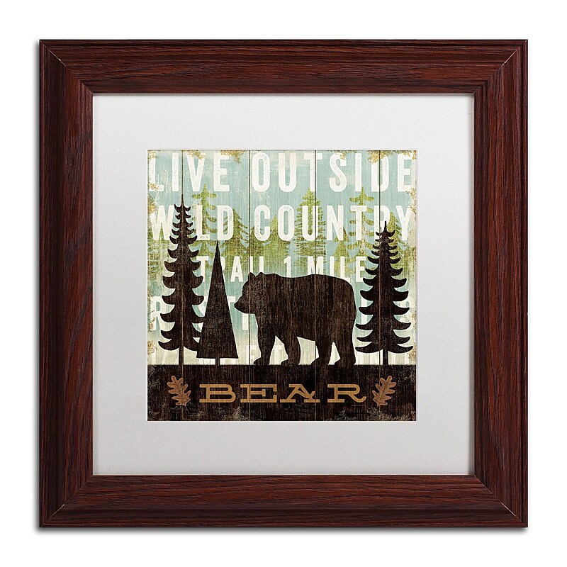 Trademark Fine Art WAP0120-W1111MF "Simple Living Bear" by Michael Mullan 11" x 11" FRM Art, WHT MTD image 1