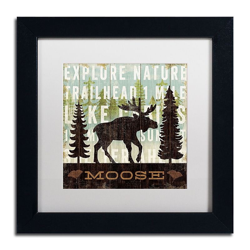 Trademark Fine Art WAP0119-B1111MF Simple Living Moose by Michael Mullan 11x11 FRM Art, WHT MTD image 1