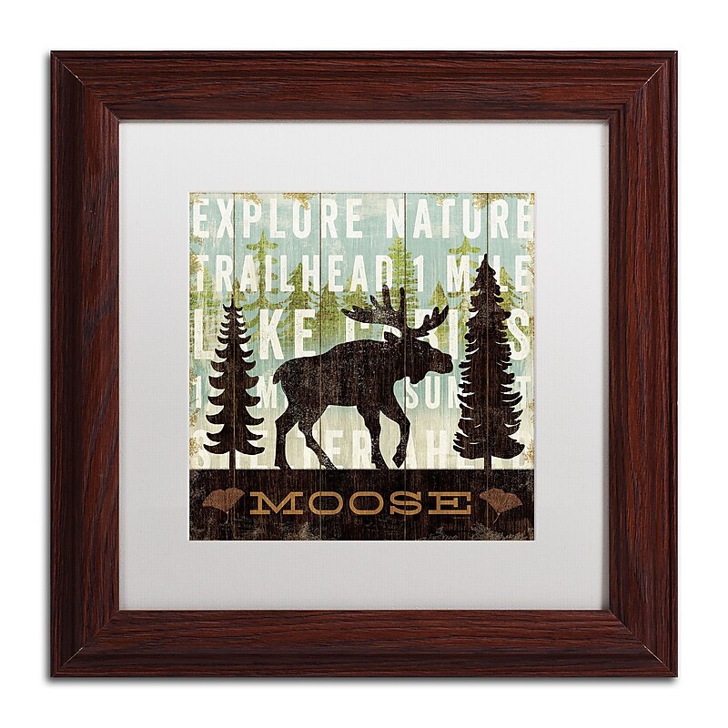 Trademark Fine Art WAP0119-W1111MF Simple Living Moose by Michael Mullan 11x11 FRM Art, WHT MTD image 1