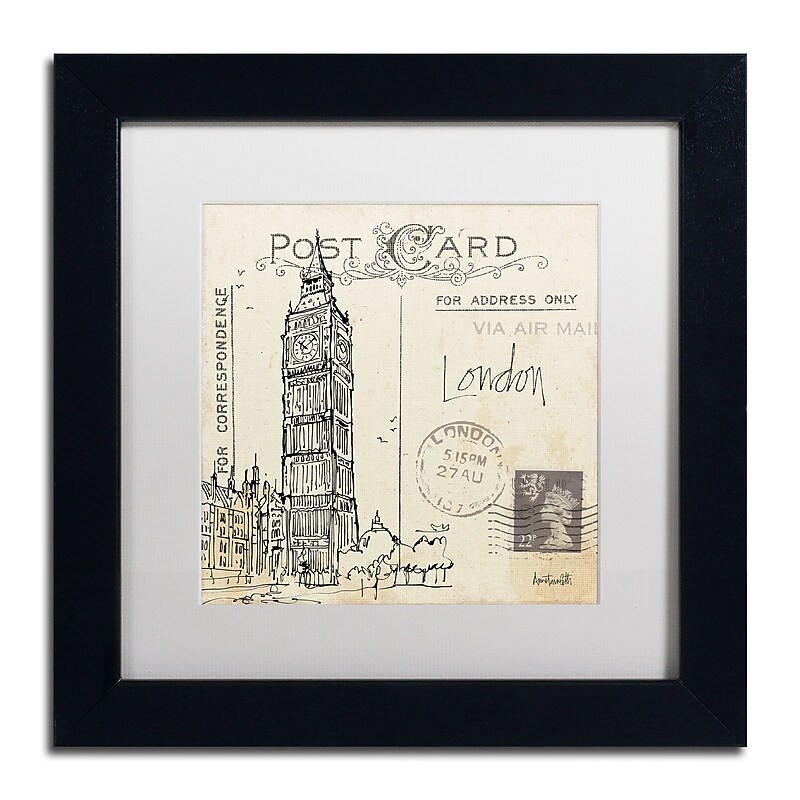 Trademark Fine Art WAP0091-B1111MF Postcard Sketches II by Anne Tavoletti 11x11 FRM Art, WHT MTD image 1