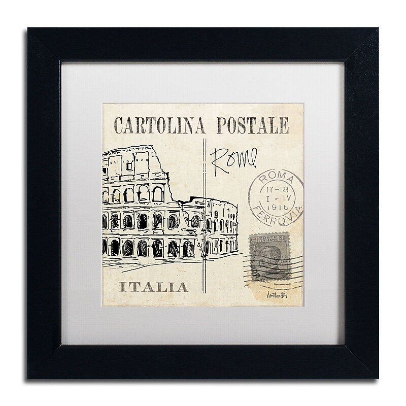 Trademark Fine Art WAP0093-B1111MF Postcard Sketches IV by Anne Tavoletti 11x11 FRM Art, WHT MTD image 1