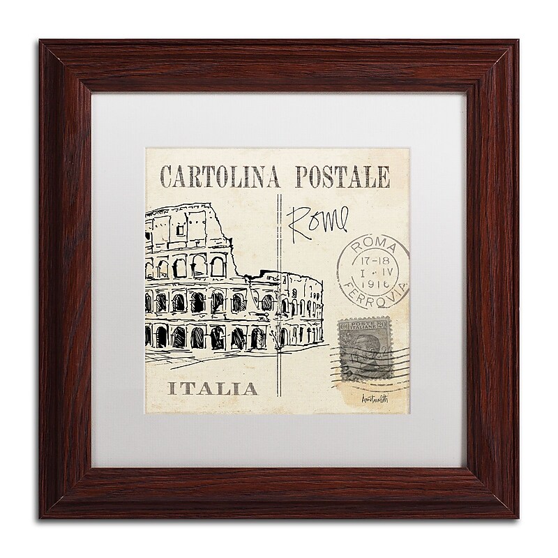 Trademark Fine Art WAP0093-W1111MF Postcard Sketches IV by Anne Tavoletti 11x11 FRM Art, WHT MTD image 1