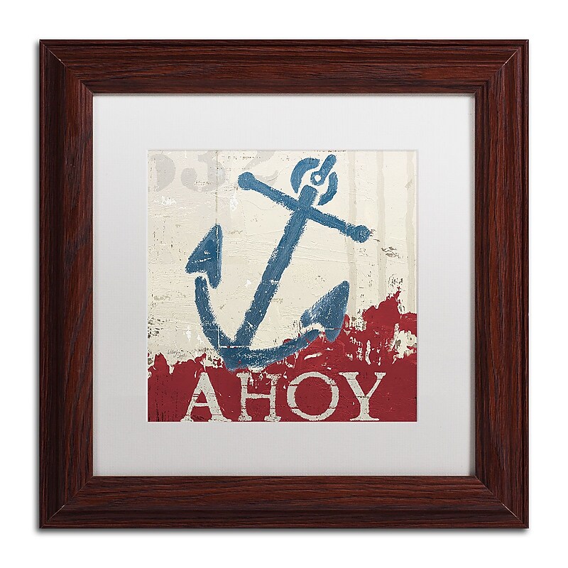 Trademark Fine Art WAP0139-W1111MF "Nautical IV Red" by Wellington Studio 11" x 11" FRM Art, WHT MTD image 1